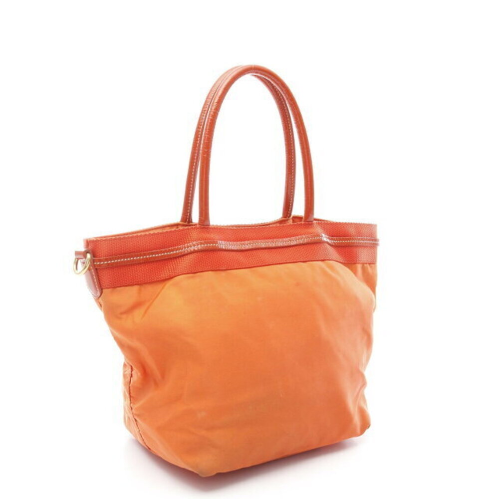 Prada Leather Jacquard Orange Handbag Patent Vernis